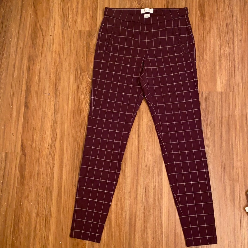 Square plaid print pants